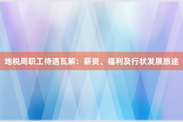 地税局职工待遇瓦解：薪资、福利及行状发展旅途